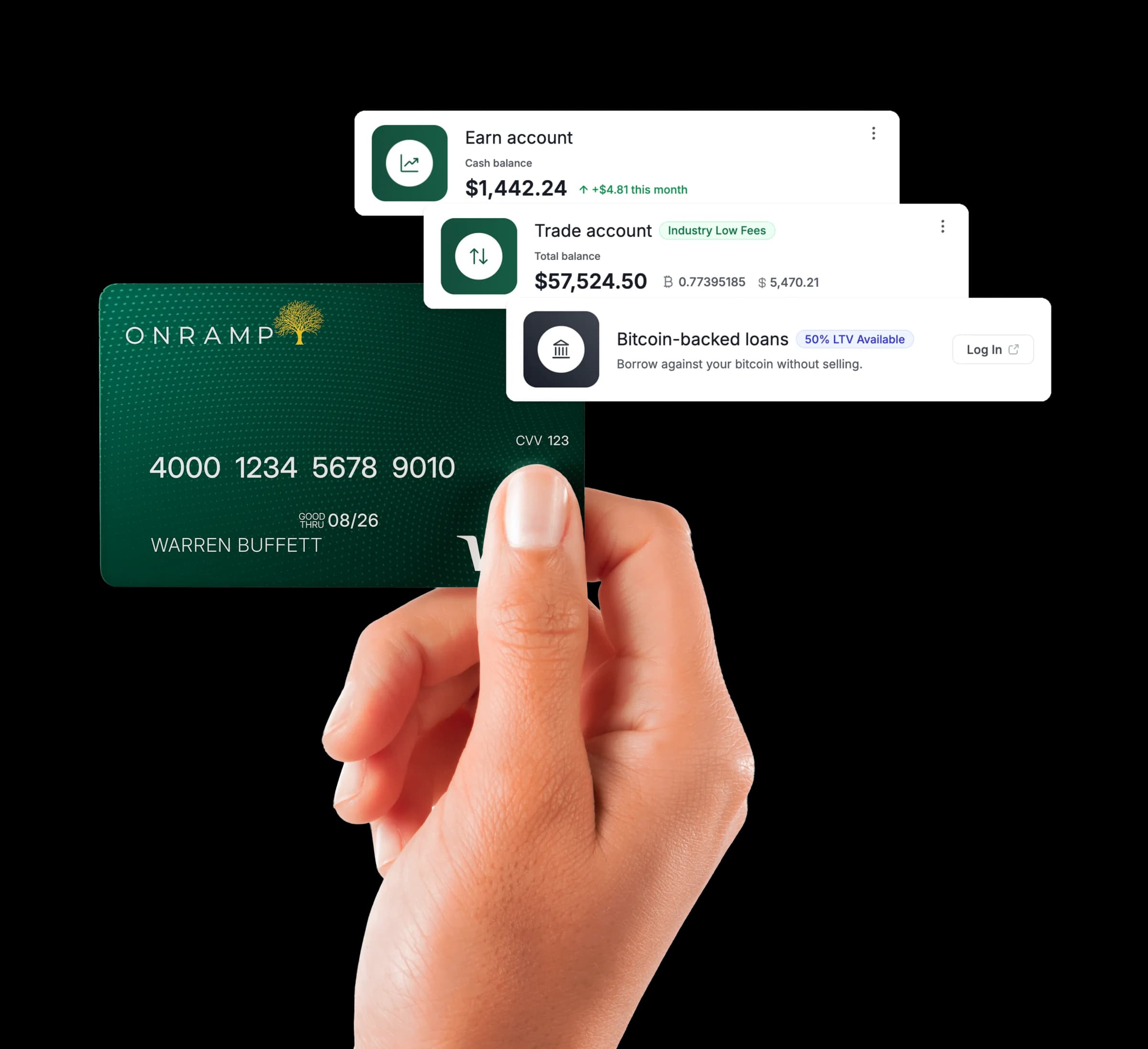 Onramp card and financial accounts