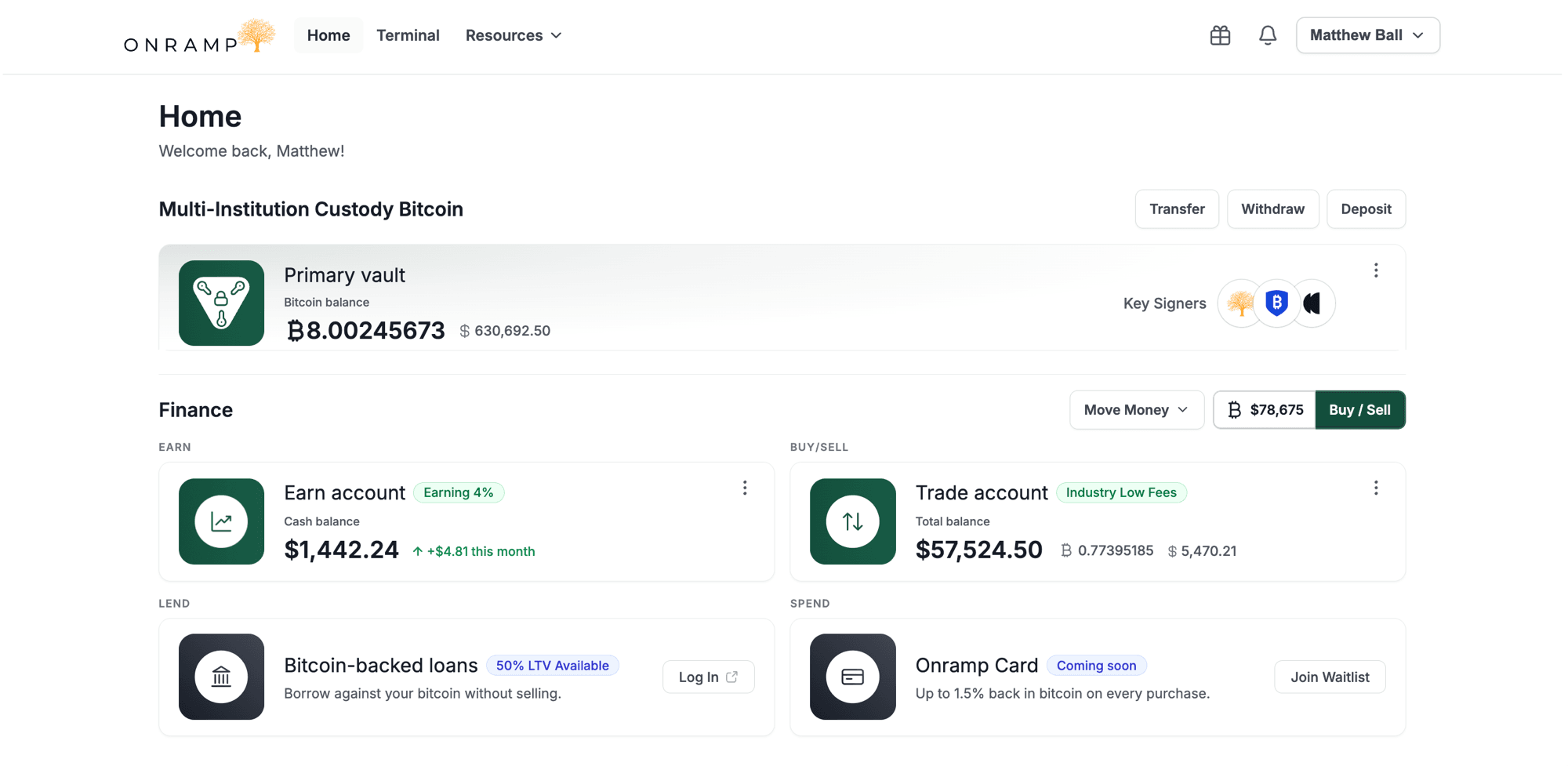 Onramp Finance — Cash management, custody, and bitcoin in one platform