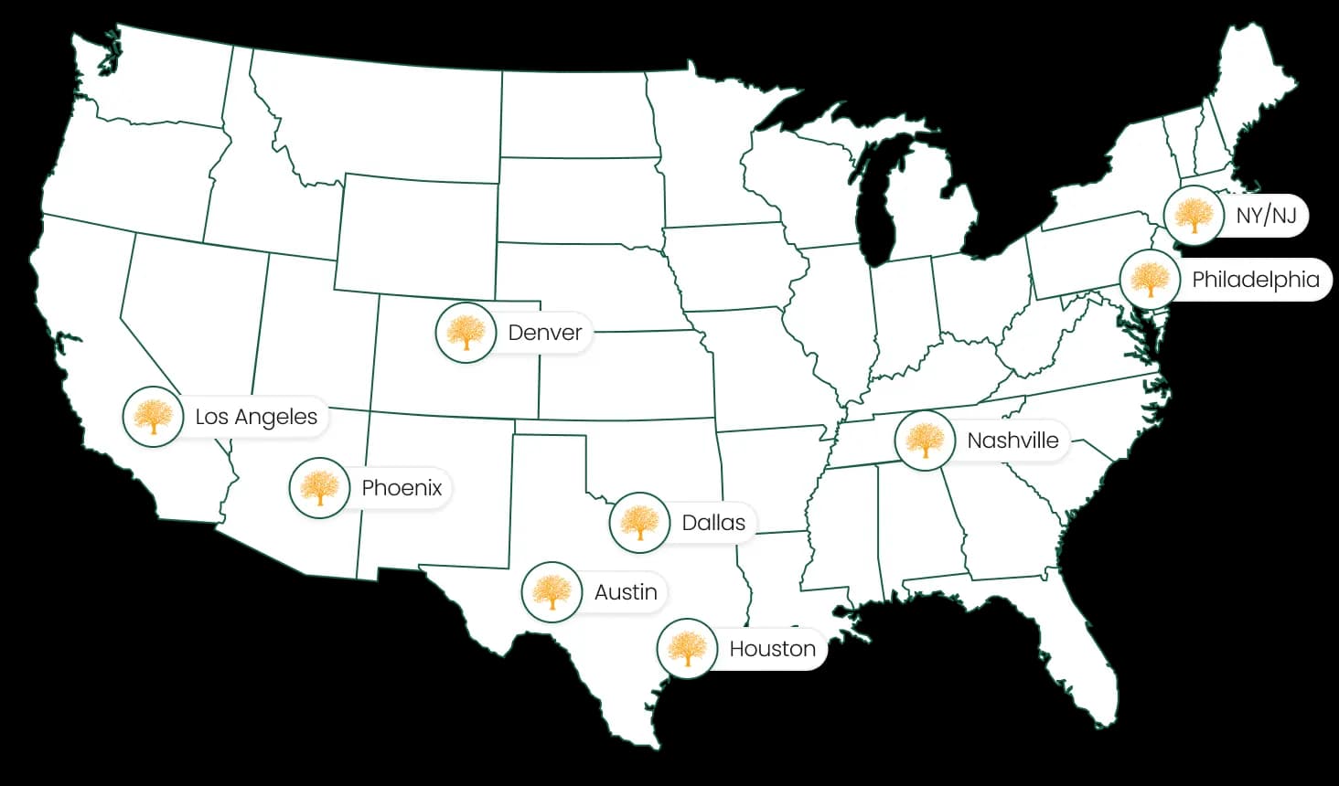 Map of in-person Onramp locations