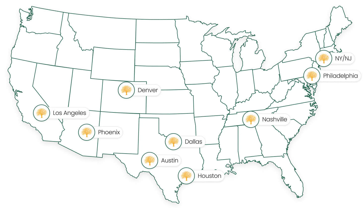 Map of in-person Onramp locations